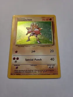 Pokemon TCG Hitmonchan Unlimited Rare Holo Card Base Set 007/102 LP - Image 2