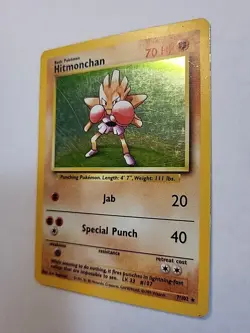 Pokemon TCG Hitmonchan Unlimited Rare Holo Card Base Set 007/102 LP - Image 3