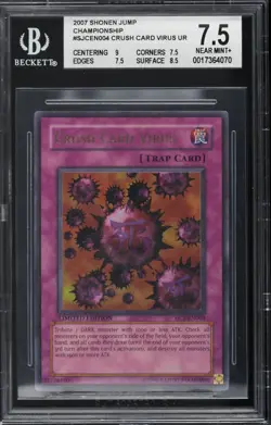 YUGIOH BGS 7.5 Near Mint Crush Card Virus SJCS-EN004 Ultra Rare Prize Card - Image 1