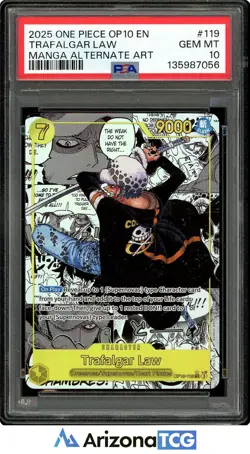 One Piece 2025 Trafalgar Law OP10-119 Manga Alt Art SR OP10 GEM MINT PSA 10 - Image 1