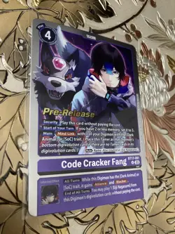 Digimon Card Game Pre-Release Foil Code Cracker Fang BT17-091 Secret Crisis - Image 1