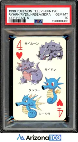 Pokemon 1998 4 Of Hearts Televi-Kun Magazine Playing Card GEM MT PSA 10 - Image 1