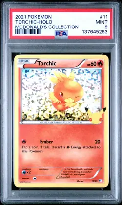 2021 POKEMON MCDONALD'S COLL #11 TORCHIC-HOLO PSA 9 - Image 1