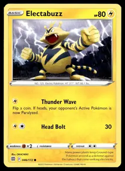 Electabuzz 46/172 Pokemon Card Brilliant Stars Common 80 HP Near Mint K27 - Image 1