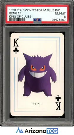 Pokemon 1998 Gengar King Of Clubs Pokemon Stadium Blue Playing Card PSA 8 - Image 1
