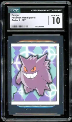 1998 1999 Topps Pokemon Merlin Stickers #187 ~ Gengar ~ GRADED CGC 10 GEM - Image 1