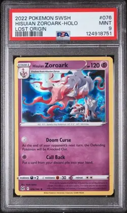 2022 POKEMON SWORD & SHIELD LOST ORIGIN #076 HISUIAN ZOROARK-HOLO - PSA 9 - Image 1
