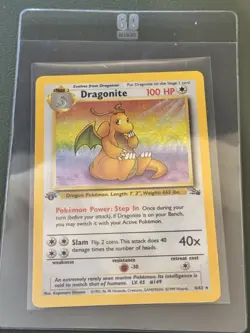 Pokemon TCG Fossil Dragonite Holo Card #4/62 First Edition LP/MP - Image 1
