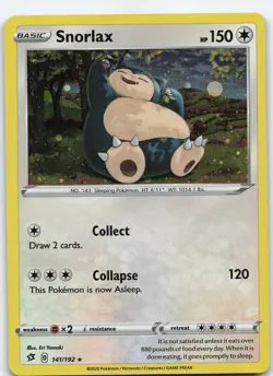 Snorlax - (Cosmos Holo) 141/192 Sword & Shield Holo MP Pokemon - Image 1