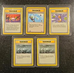 5 Base Set Pokemon Trainer Card Lot Shadowless & 1st Edition - HP/DMG - Image 1