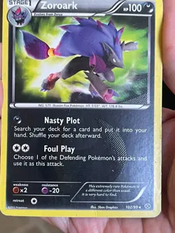 POKEMON ZOROARK 102/99 RARE SECRET SHINY HOLO BW NEXT DESTINIES MP/HP SEE PICS - Image 4