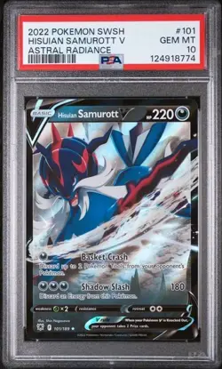 2022 POKEMON SWSH ASTRAL RADIANCE #101 HISUIAN SAMUROTT V AS. RADIANCE - PSA 10 - Image 1