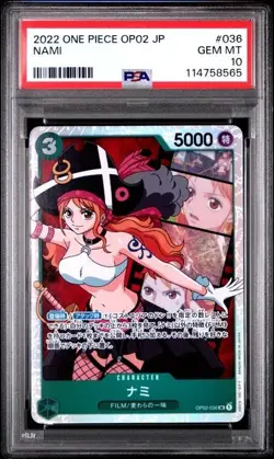 PSA 10 2022 One Piece Nami Paramount War OP02-036 SR Japanese Gem Mint - Image 1