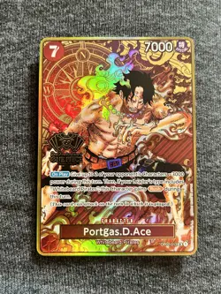 One Piece Portgas D. Ace GOLD FOIL OP02-013 2nd Anniversary Alt Art Promo ENG - Image 1