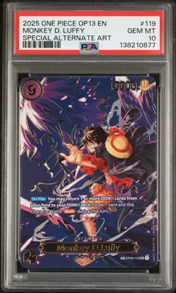 2025 ONE PIECE OP13-CARRYING ON HIS WILL #119 MONKEY D. LUFFY PSA 10 - Image 1