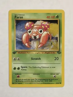 Pokemon PARAS Card 59/64 1st Edition Common LP JUNGLE Regular English Light Play - Image 1