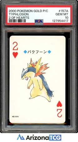 Pokemon 2000 Typhlosion 157A 2 Of Hearts Pokemon Gold Playing Card PSA 10 - Image 1