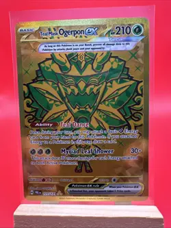 Teal Mask Ogerpon ex 177/131 Prismatic Evolutions Gold Hyper Rare Pokemon Card - Image 1
