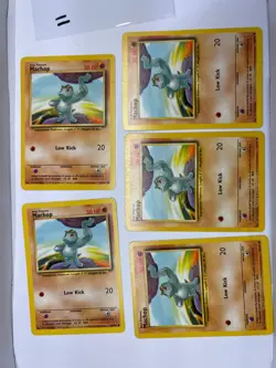 Machop 52/102 Base Set - 5 Card Lot MP Pokemon WOTC Vintage - Image 1