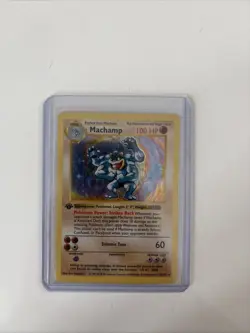 1ST EDITION SHADOWLESS Machamp 8/102 Holo Rare Base Set Pokemon Card first - Image 1