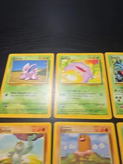 Pokemon TCG Vintage Base Set Card Abra Nidoran Diglett Vulpix Tangela Trainer NM - Image 3