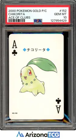 Pokemon 2000 Chikorita #152 Ace Of Clubs Pokemon Gold Playing Card PSA 10 - Image 1