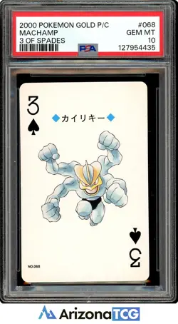 Pokemon 2000 Machamp 068 3 Of Spades Pokemon Gold Playing Card Japanese PSA 10 - Image 1