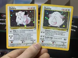 Clefairy 6/130 Chansey 3/130 Base Set 2 2000 Holo Rare WOTC Lot Pokemon Card TCG - Image 1