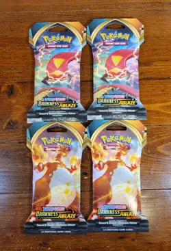 Pokemon Darkness Ablaze Sleeved Booster Packs Set of 4 Sealed Pack 2 Charizard - Image 1