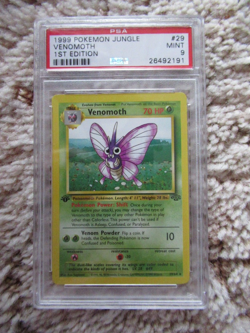 1999 POKEMON JUNGLE #29 VENOMOTH FIRST EDITION PSA 9 NEVER PLAYED - Image 1