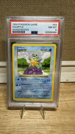 1999 Pokemon Game #63 SQUIRTLE - SHADOWLESS PSA 8 NM-MT - Image 1