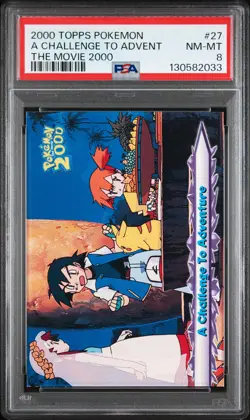 2000 TOPPS POKEMON THE MOVIE 2000 #27 A CHALLENGE TO ADVENTURE PSA 8 - Image 1