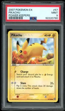 2007 Pokemon EX Power Keepers #57 Pikachu PSA 9 Mint - Image 1