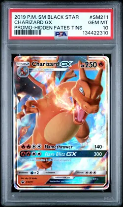 2019 POKEMON SM BLACK STAR PROMO HIDDEN FATES TINS #SM211 CHARIZARD GX PSA 10 - Image 1