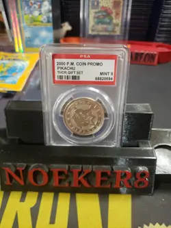 PSA 9 MINT Pikachu Metal Coin Pokemon 2000 Thunderstorm Gift Set Promo - Image 1