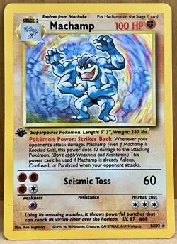 Machamp Pokemon TCG Base Set 1st Edition Rare Holo 8/102 LP/MP - Image 1