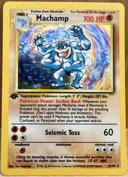 Machamp Pokemon TCG Base Set 1st Edition Rare Holo 8/102 LP/MP - Image 2
