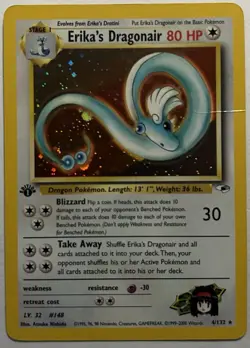 Pokemon TCG Erika's Dragonair Gym Heroes Holo 4/132 1st Edition Rare - MP/HP - Image 2