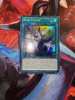 Yugioh! Neos Fusion SAST-EN060 Super Rare 1st Edition Light Play - Image 1