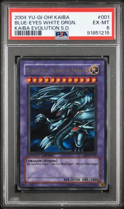 2004 YU-GI-OH! KAIBA EVOLUTION STARTER DECK #001 BLUE-EYES WHITE DRAGON PSA 6 - Image 1