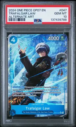 2024 ONE PIECE OP07-500 YEARS IN THE FUTURE ALTERNATE ART TRAFALGAR LAW PSA 10 - Image 1