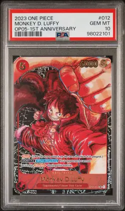 MONKEY.D.LUFFY ST01-012 PSA 10 OP05 ENGLISH ONE PIECE TCG 1ST ANNIVERSARY FOIL - Image 1