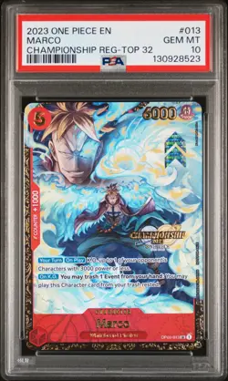 2023 ONE PIECE PROMOS CHAMP REGIONAL-TOP 32 #013 MARCO PSA 10 - Image 1