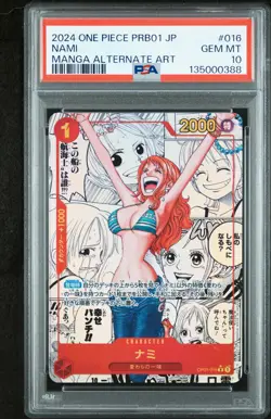 2024 ONE PIECE JAPANESE MANGA ALTERNATE ART PRB01-016 NAMI PSA 10 - Image 1