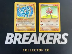 1999 Base Set Vintage Pokemon 2 Card Lot: Holo 1st Edition Machamp & Hitmonchan - Image 1