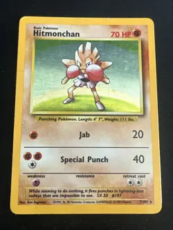 1999 Base Set Vintage Pokemon 2 Card Lot: Holo 1st Edition Machamp & Hitmonchan - Image 4