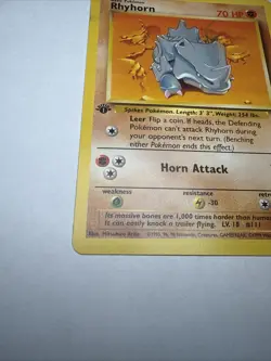 1st Edition Rhyhorn 61/64 Jungle Series Pokemon Card Original Owner - Image 3