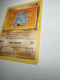 1st Edition Rhyhorn 61/64 Jungle Series Pokemon Card Original Owner - Image 4