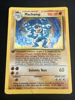 1999 Base Set Vintage Pokemon 2 Card Lot: Holo 1st Edition Machamp & Mewtwo - Image 2