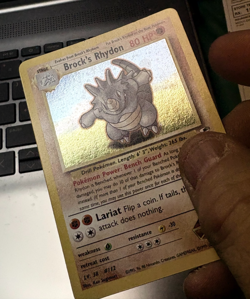Brock's Rhydon 2/132 Holo Pokemon MP Card - Image 3